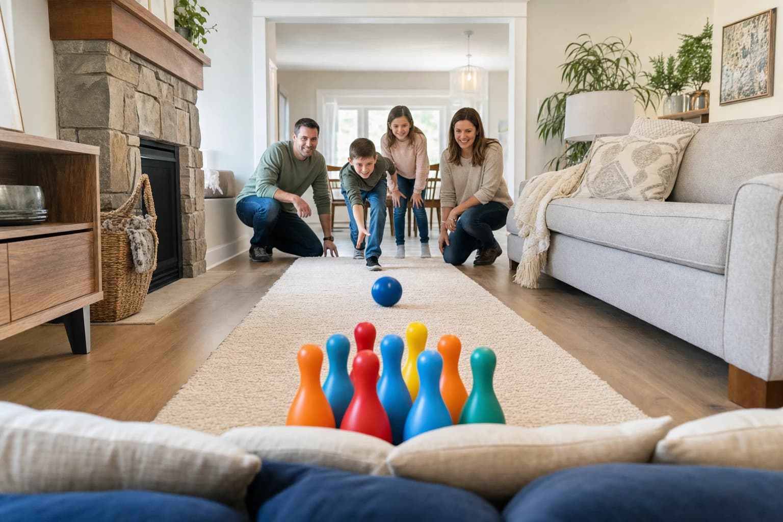 How to Set Up a Living Room Mini Bowling Alley Without Damaging Floors