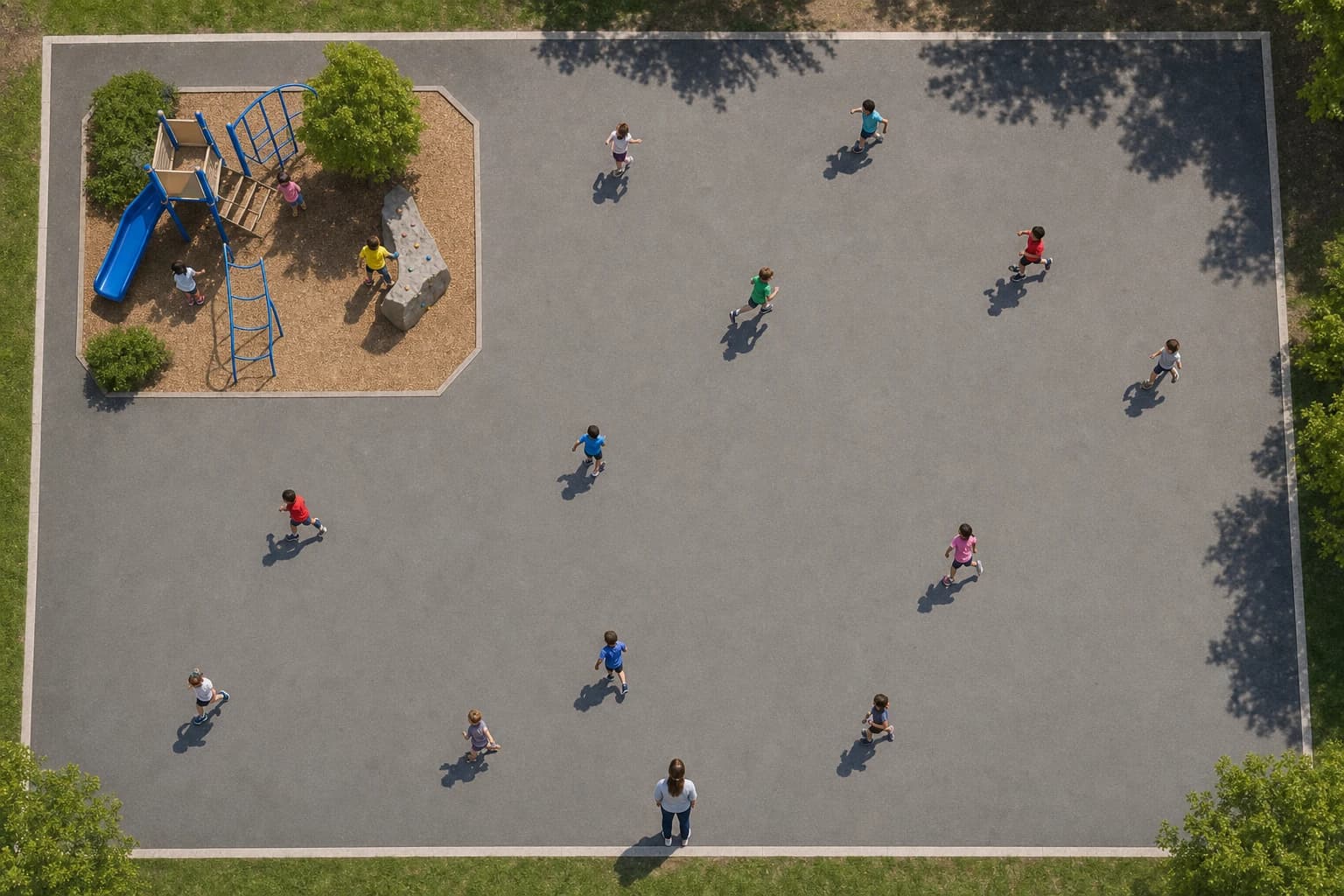 Simple playground boundary plan for safe no-equipment tag games